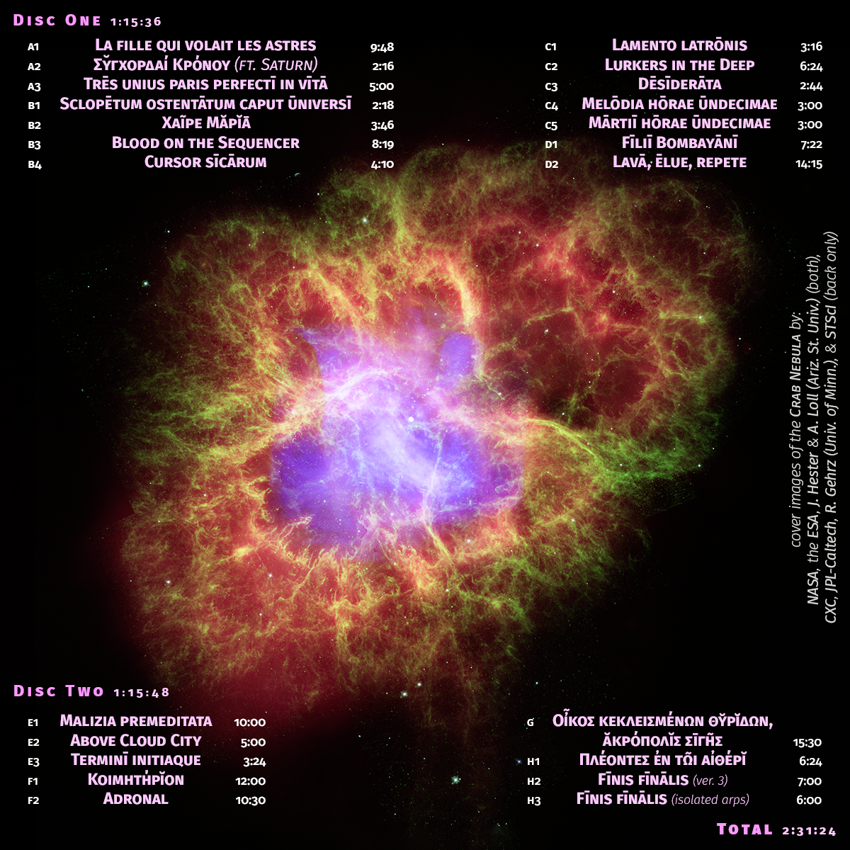 Mūsica ex tempore malōrum back cover: the Crab Nebula